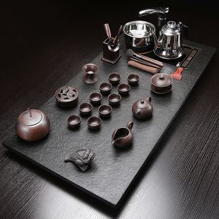 乌金石茶盘自动上水，茶具套装简约创意，家用办公室茶台茶海石材桌面