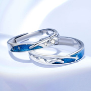 韩版925纯银流星雨情侣戒指创意小众设计ins星辰开口对戒纪念礼物