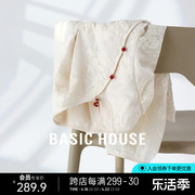 Basic House/百家好新中式斜襟衬衫小个子轻国风温柔勾花长袖小衫