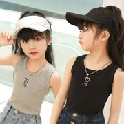 女童吊带背心2024韩版短款体恤，中大童无袖上衣男女宝宝跳舞打底衫