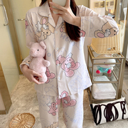 睡衣女士秋冬季纯棉，长袖套装2021年可爱开衫可外穿大码家居服