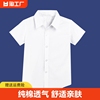 儿童白衬衫男童短袖纯棉白色衬衣夏季薄款小学生校服班服表演出服