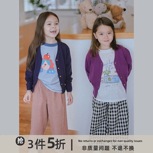 史豌豆(史豌豆)女童毛衣2023亲子装，外套儿童精致简洁收腰短款针织开衫