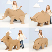 儿童玩具纸箱恐龙动物模型组装纸板大型手工制作幼儿园环创摆件展