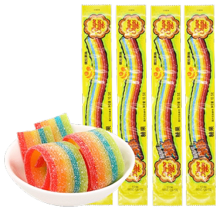 阿尔卑斯珍宝珠酸条糖果软糖，酸甜果汁长条彩虹，橡皮糖儿童节小零食