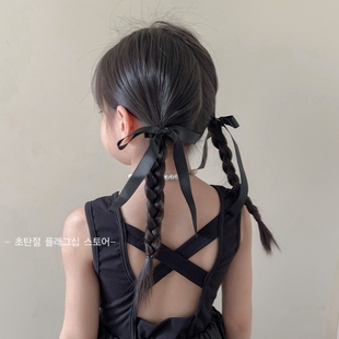 韩国黑色高级感儿童蝴蝶结发夹，发圈洋气小女孩，双马尾头绳头饰发卡