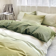 纯色风北欧纯棉床上100全棉床单式被套1.8床笠三4件套简约四件套