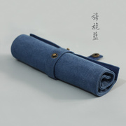 日式复古卷帘笔袋大中小钢笔笔帘帆布卷笔袋简约男女文具袋1008c
