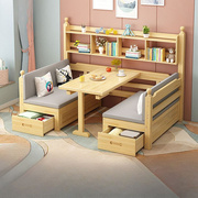 沙发床多功能家用可折叠客厅双人坐卧两用带书桌储物柜实木沙发床