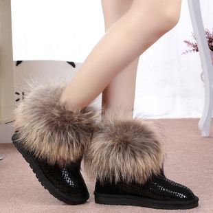 2023冬季雪地靴女狐狸，毛低短筒真皮，加厚防滑短靴子大码女棉鞋