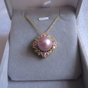 天然珍珠吊坠项链大气奢华时尚精致高级感气质大颗紫色爱迪生女礼