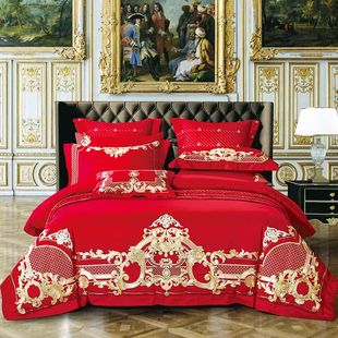高档简奢欧式贵族奢华大红八件套高端别墅喜庆婚庆多件套床上用品