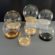 创意摆件装饰品透明球形玻璃罩子，带灯底座配电池，七夕节送朋友