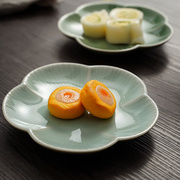 网红陶瓷菜盘家用水果盘圆形创意碟子水果盘圆形青瓷点心盘寿司碟