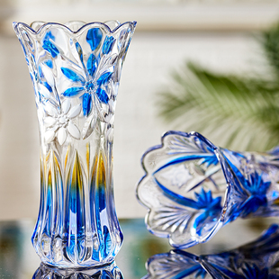花瓶摆件客厅插花水养鲜花，富贵竹干花透明玻璃新中式大号家居装饰