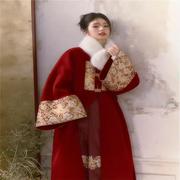 新中式双面羊绒红色大衣毛呢外套，敬酒服新娘，结婚便装订婚礼服穿搭