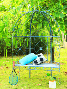 美式铁艺双人椅子植物爬藤架花园半圆椅庭院户外装饰花架休闲椅