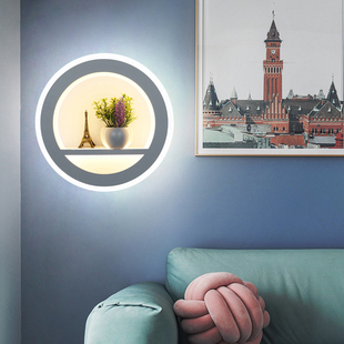 现代简约创意亚克力LED壁灯背景墙壁卧室床头灯美式乡村风格灯具