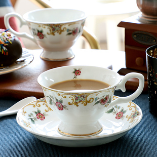 轻奢咖啡杯套装骨瓷简约欧式咖啡杯小奢华杯碟，陶瓷英式下午茶茶具