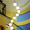 楼梯吊灯现代简约 LED复式楼长吊灯别墅创意圆球餐厅灯客厅灯旋转