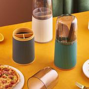 盒子筷架叉盒餐桌收纳架，吸管筒置物架装筷子，筒有盖防尘创意