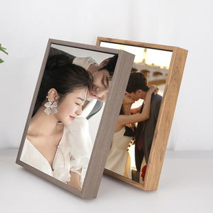 简约木质婚纱照相框摆台照片定制树脂10寸12寸结婚照宝宝相片制作