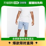 香港直邮潮奢 ASOS 男士设计弹力修身中长浅水洗蓝色牛仔短裤