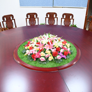 餐桌假花大圆桌中间装饰花，摆件人造花圆形，转盘绢花草坪草毯仿真花