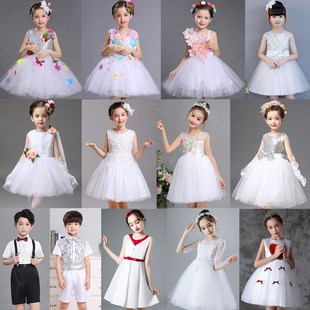 六一儿童演出公主裙男女童，白色蓬蓬纱裙幼儿园，舞蹈大合唱表演服装