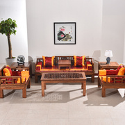 实木中式仿古沙发 客厅组合实木南榆木古典沙发宫廷沙发组合7件套