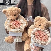 新疆西藏小熊玩偶小香风玫瑰，花束生日礼物女生送闺蜜男生朋友