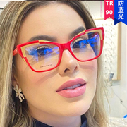 2024Women Plain glasses TR90眼镜框女欧美防蓝光平光镜可配近视