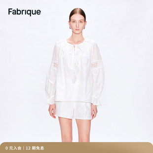 Fabrique 镂空绣衬衫短裤套装女2024春夏法式度假风蕾丝上衣