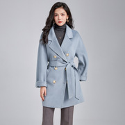 honb红贝缇冬季高品质，保暖100%澳洲超细羊毛，双面呢大衣中长款外套