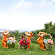 庭院花园仿真猴子动物花缸雕塑户外别墅园林景观小品树脂花盆