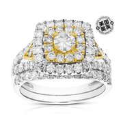 vir jewels2 克拉钻石结婚订婚戒指套装 14K 双色金新娘套装靠垫