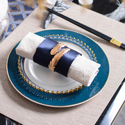 欧式美式样板间会所别墅餐厅餐桌西式西餐盘餐具套装摆件酒杯