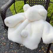 韩国儿童皮草仿兔绒加绒加厚棉衣女童男童宝宝冬季摇粒绒兔毛外套