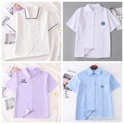 日系jk制服学院风白色，衬衫口袋刺绣衬衫，短袖甜美校供学生长袖班服