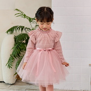 韩国童装2023冬款babydoll女童淑女蓬蓬纱，公主洋装连衣裙