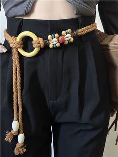 波西米亚风米棕色编织麻绳，腰带春秋百搭个性装饰腰封女士束腰裤带