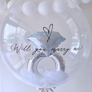 铝箔钻戒戒指波波气球，球中球进口小红书ins风，求婚花童婚礼
