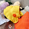 日式亲子夏日花朵空顶帽，卷卷折叠携带遮阳帽，便捷式母女太阳帽布帽