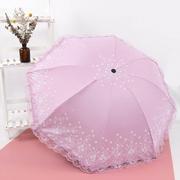 l雨伞女折晴雨用黑p胶，防晒防紫外遮线太阳，两伞小清新叠蕾丝花