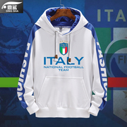 Italy意大利队欧洲杯蓝衣军团足球迷服队服拼接连帽卫衣男女外套