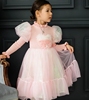 韩国童装2023冬季bling公主时尚甜美蕾丝泡泡袖连衣裙洋装