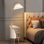 北欧创意卧室客厅沙发边几茶几落地灯床头柜灯一体抽屉置物架台灯