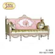 公主花园茱莉安法式浪漫奢华粉绿色高端金箔实木布艺沙发组合