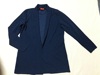 外贸原单t*xm深蓝色长袖蕾丝，边西服西装中长款开衫外套法式优雅