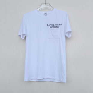 拉JW系列M/L/XL男装 夏高级纯棉绣字圆领短袖T恤2A3622白色